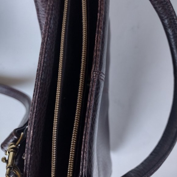 Relic By Fossil Handmade Pebble Leather Brown Satchel Shoulder Bag Purse - Picture 5 of 8